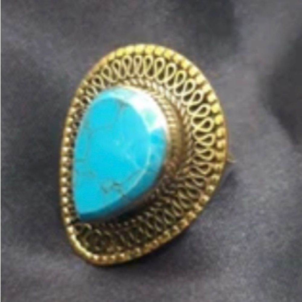 🎁🛍️Turquoise Boho Sterling Silver Adjustable Ring